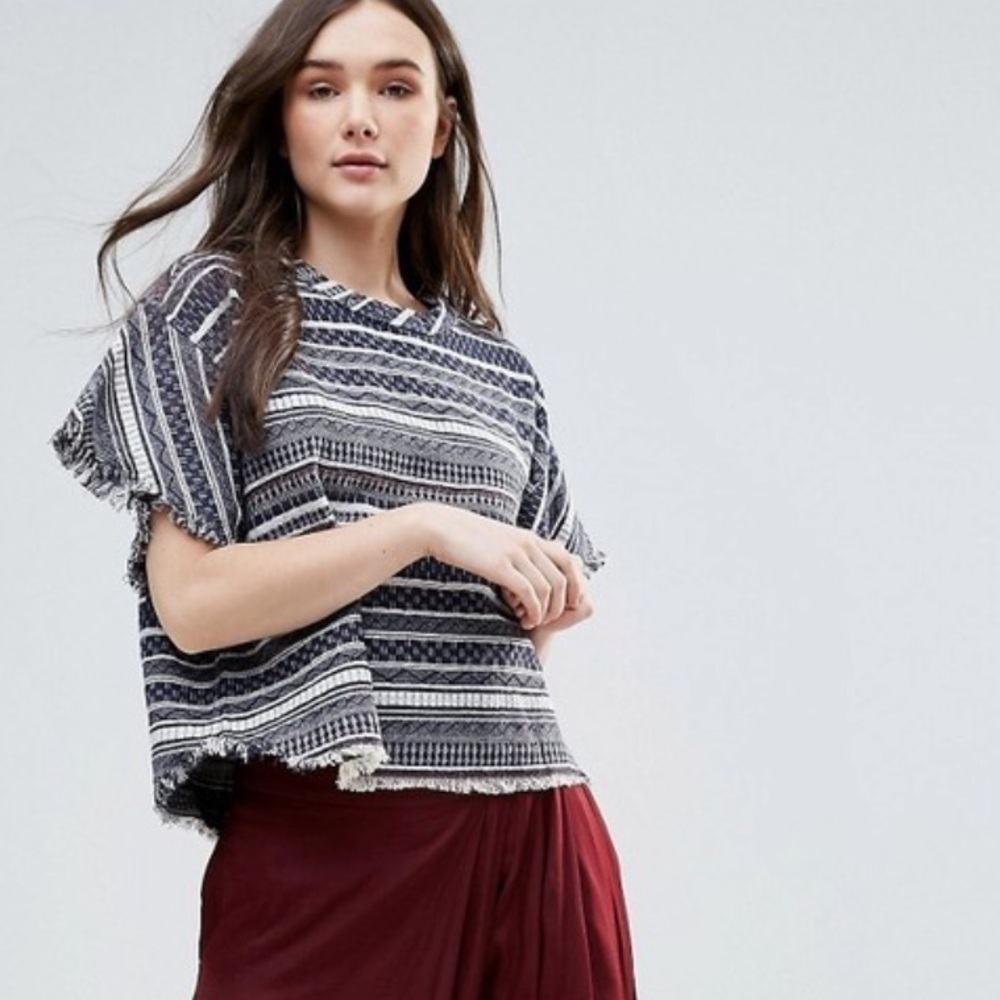 Anthropologie Dra Los Angeles striped fringe top